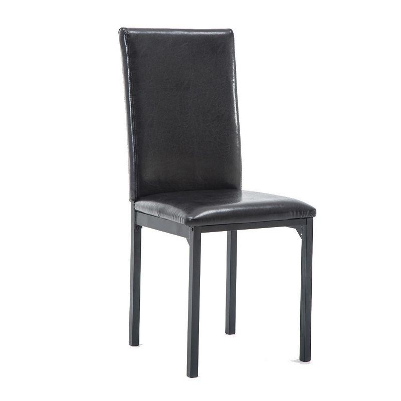 Leatherette Elongated Back Dining Chair， Set of 4， Black