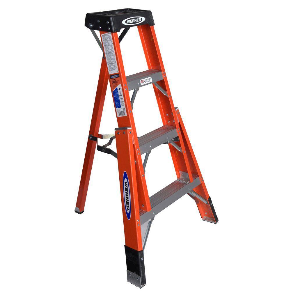 Werner 4 ft. Fiberglass Tripod Step Ladder with 300 lb. Load Capacity Type IA Duty Rating FTP6204