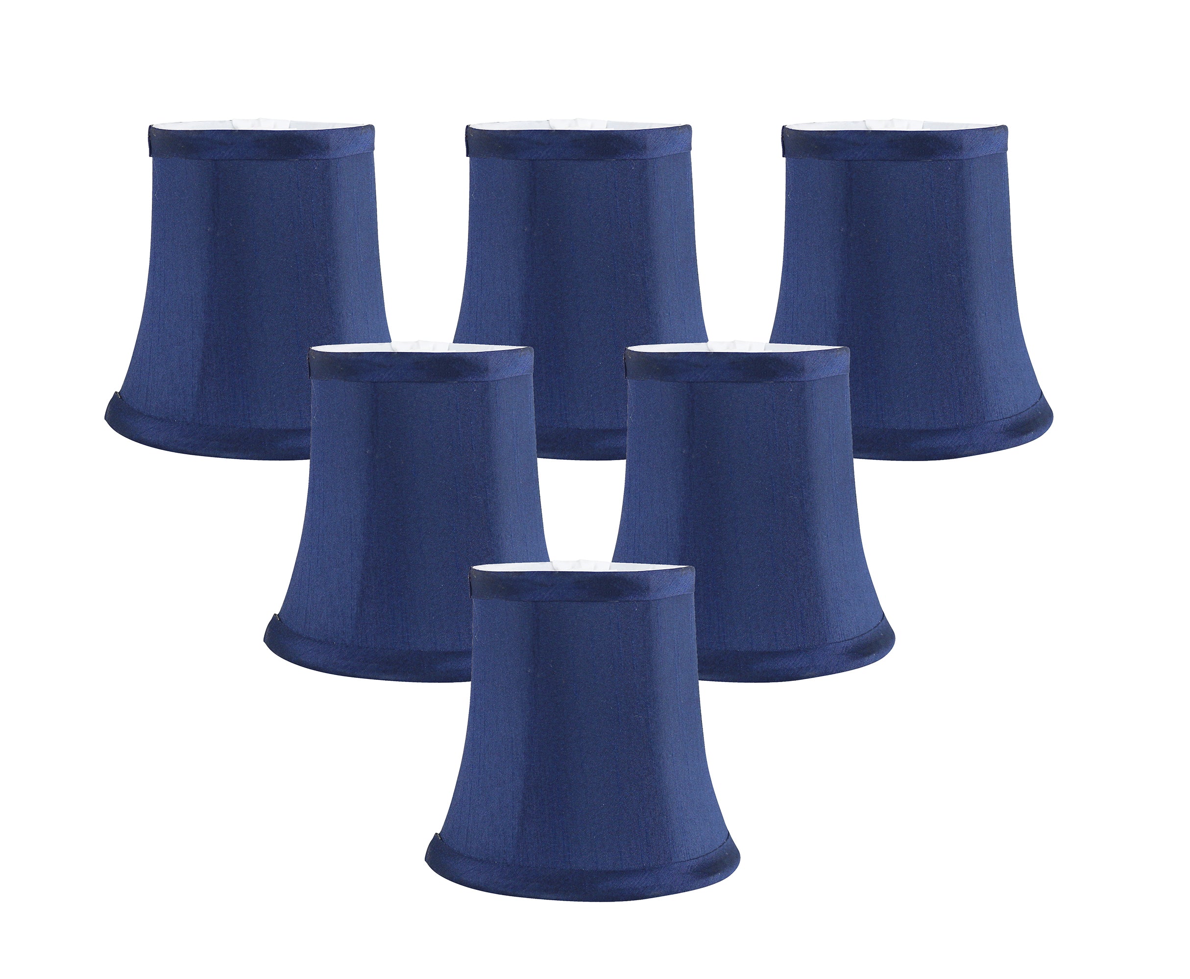 Meriville Set of 6 Blue Faux Silk Clip On Chandelier Lamp Shades， 3.5-inch by 5-inch by 4.75-inch