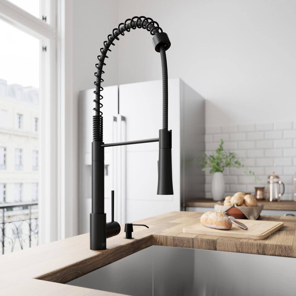 VIGO Laurelton Single Handle Pull-Down Sprayer Kitchen Faucet in Matte Black VG02032MB