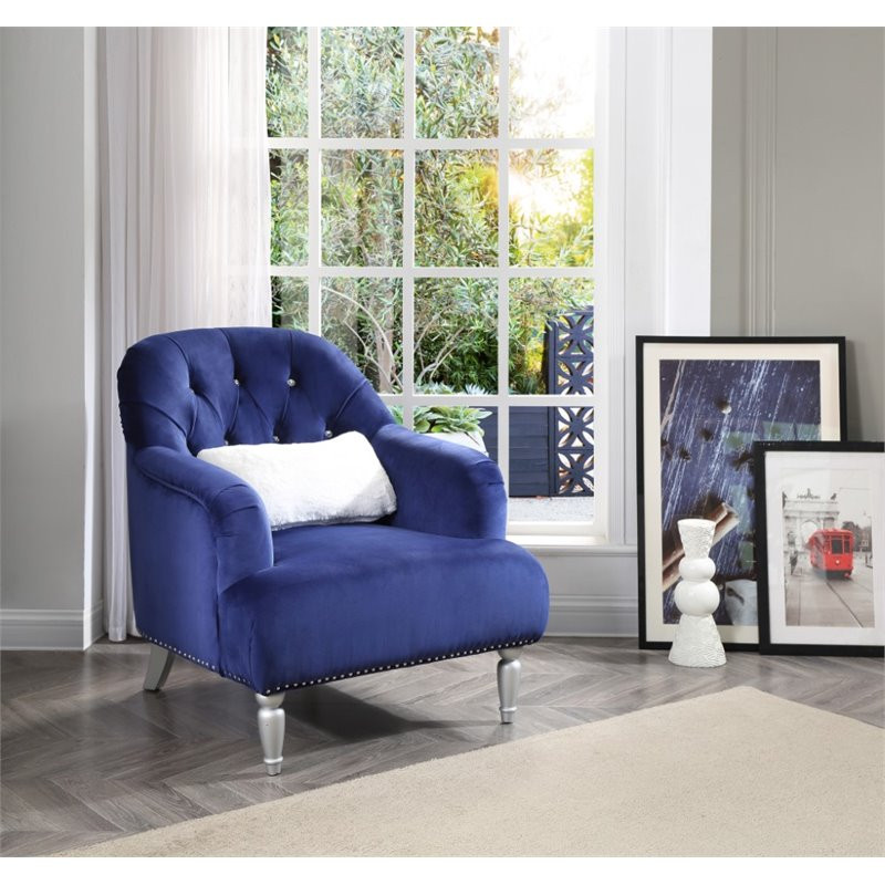 Glory Furniture Jewel Velvet Chair in Blue   Traditional   Armchairs And Accent Chairs   by Homesquare  Houzz