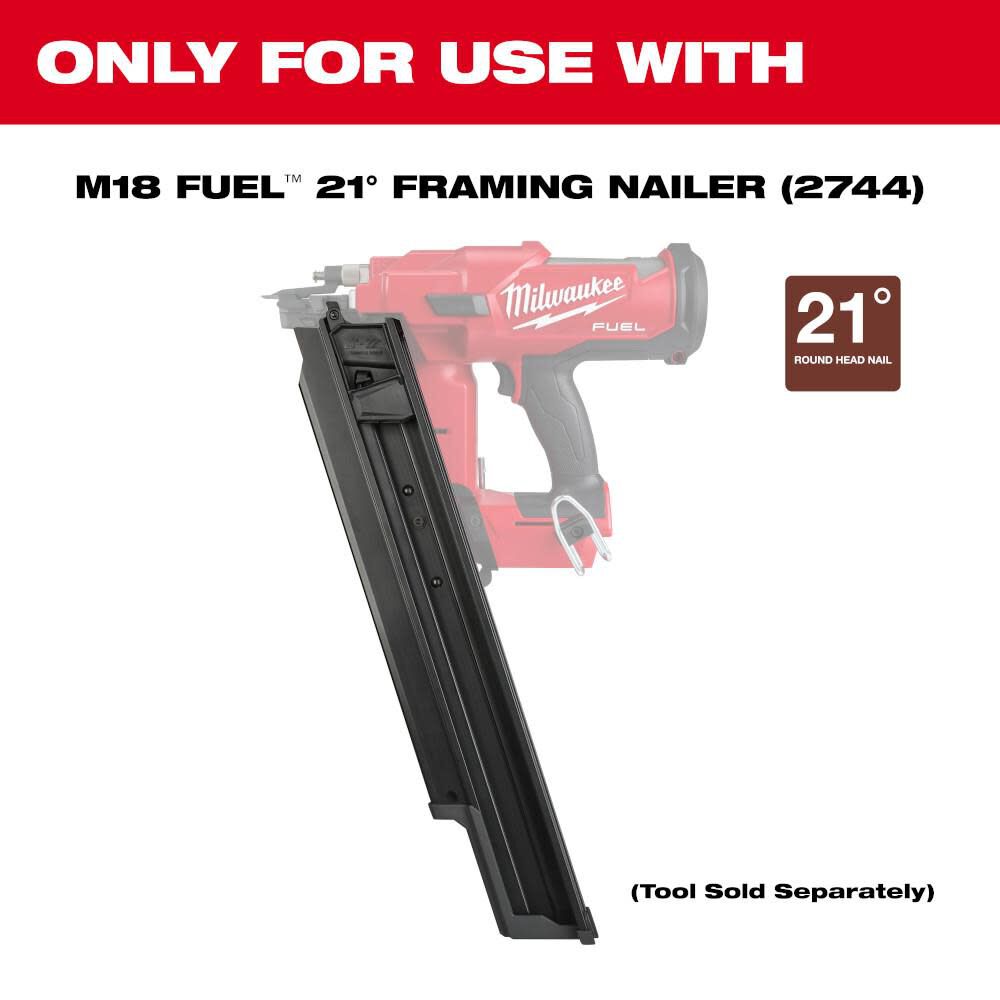 Milwaukee M18 FUEL 21 Degree Framing Nailer Extended Capacity Magazine 48-08-2744 from Milwaukee