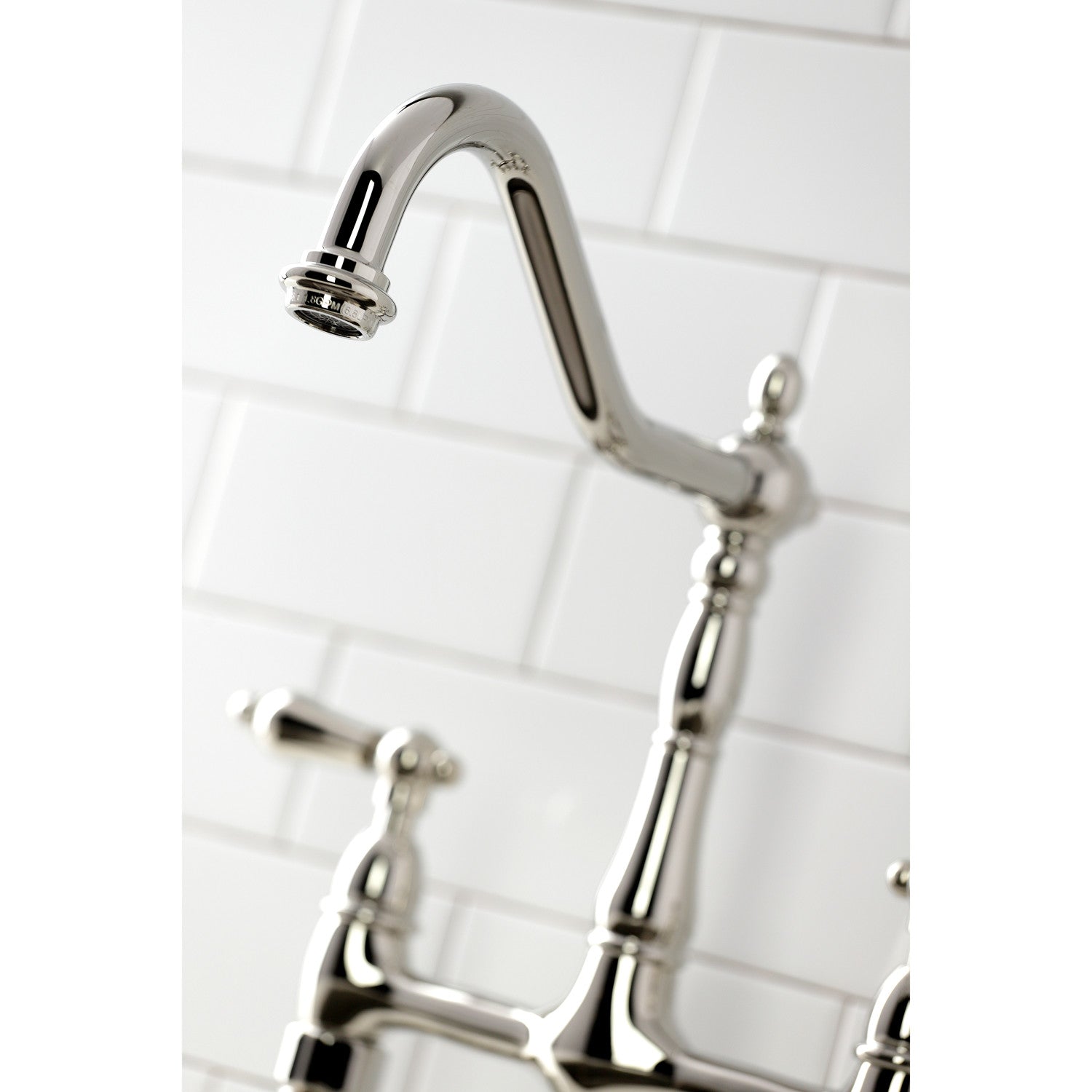 Kingston Brass KS1276ALBS Heritage Bridge Kitchen Faucet with Brass Sprayer， Polished Nickel