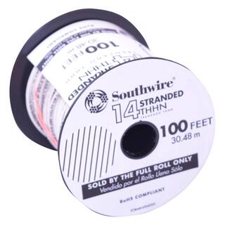 Southwire 100 ft. 14 White Stranded CU THHN Wire 22956784