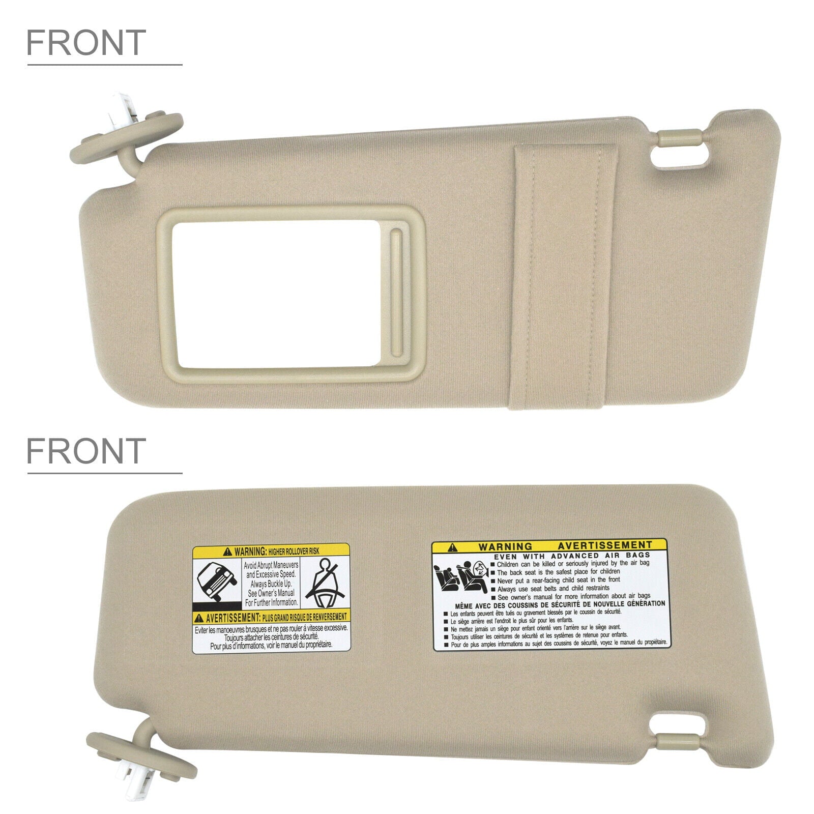 Beige Left Driver Side Sun Visor For Toyota Venza 2009-2016 With Sunroof  Ivory Mirror