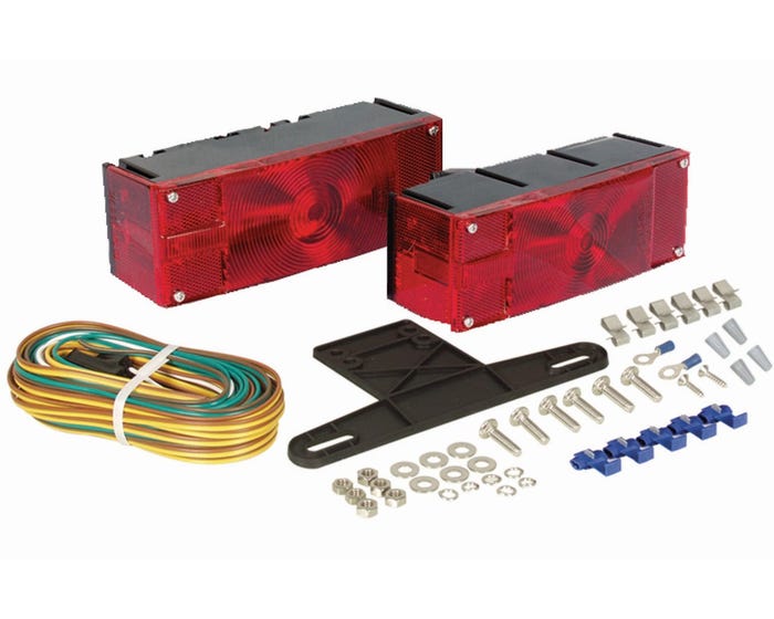 Waterproof Low Profile Stop/Turn/Tail Light Kit With License Plate Bracket And 25Ft Wiring Harness