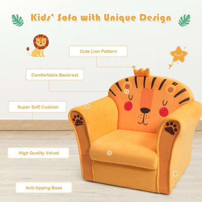 Kids Lion Sofa Children Armrest Couch Toddler Chair Furniture Gift