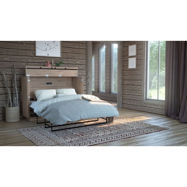 Bestar Pur by Bestar Full Cabinet Bed with Mattress in Rustic Brown