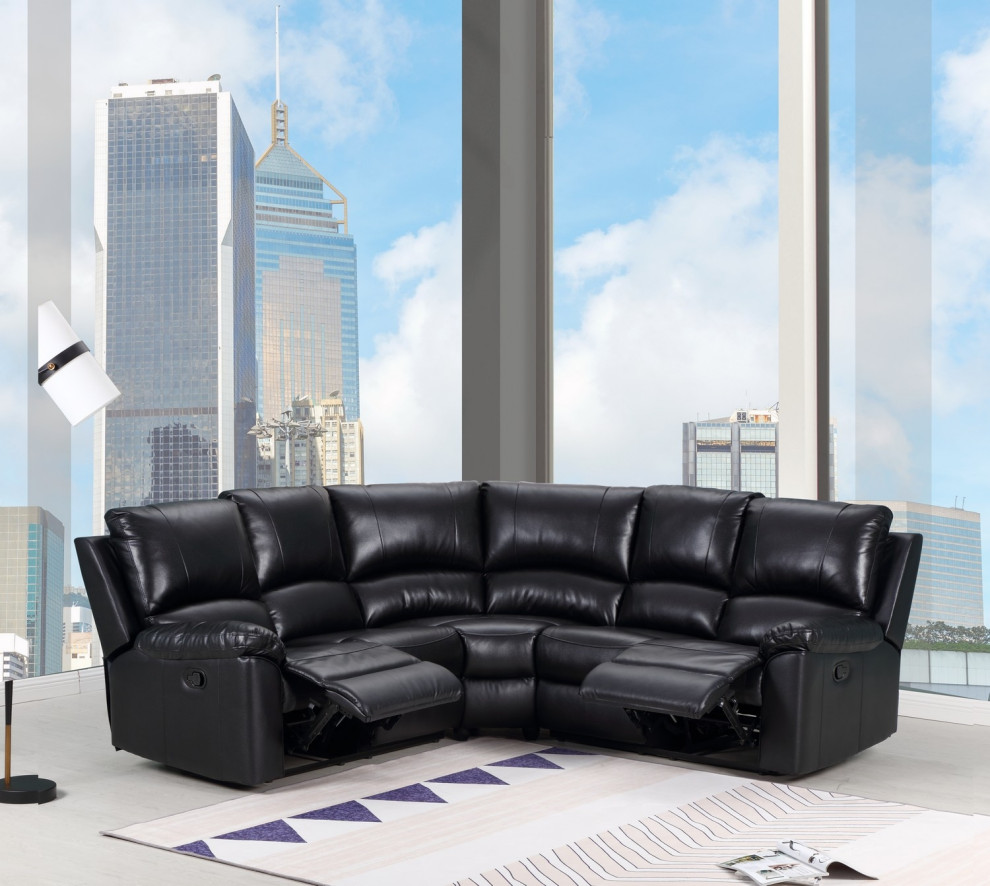 Andrew Leather Air Powered Reclining Contemporary Sectional   Contemporary   Sectional Sofas   by Luxuriant Furniture  Houzz