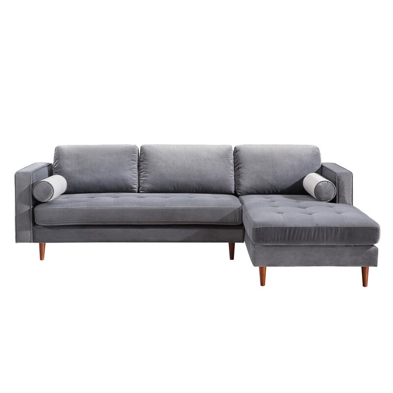 Como Grey Velvet Sectional RAF