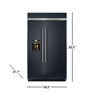 KitchenAid 29.5 cu. ft. Built-In Side by Side Refrigerator in PrintShield Black Stainless KBSD608EBS