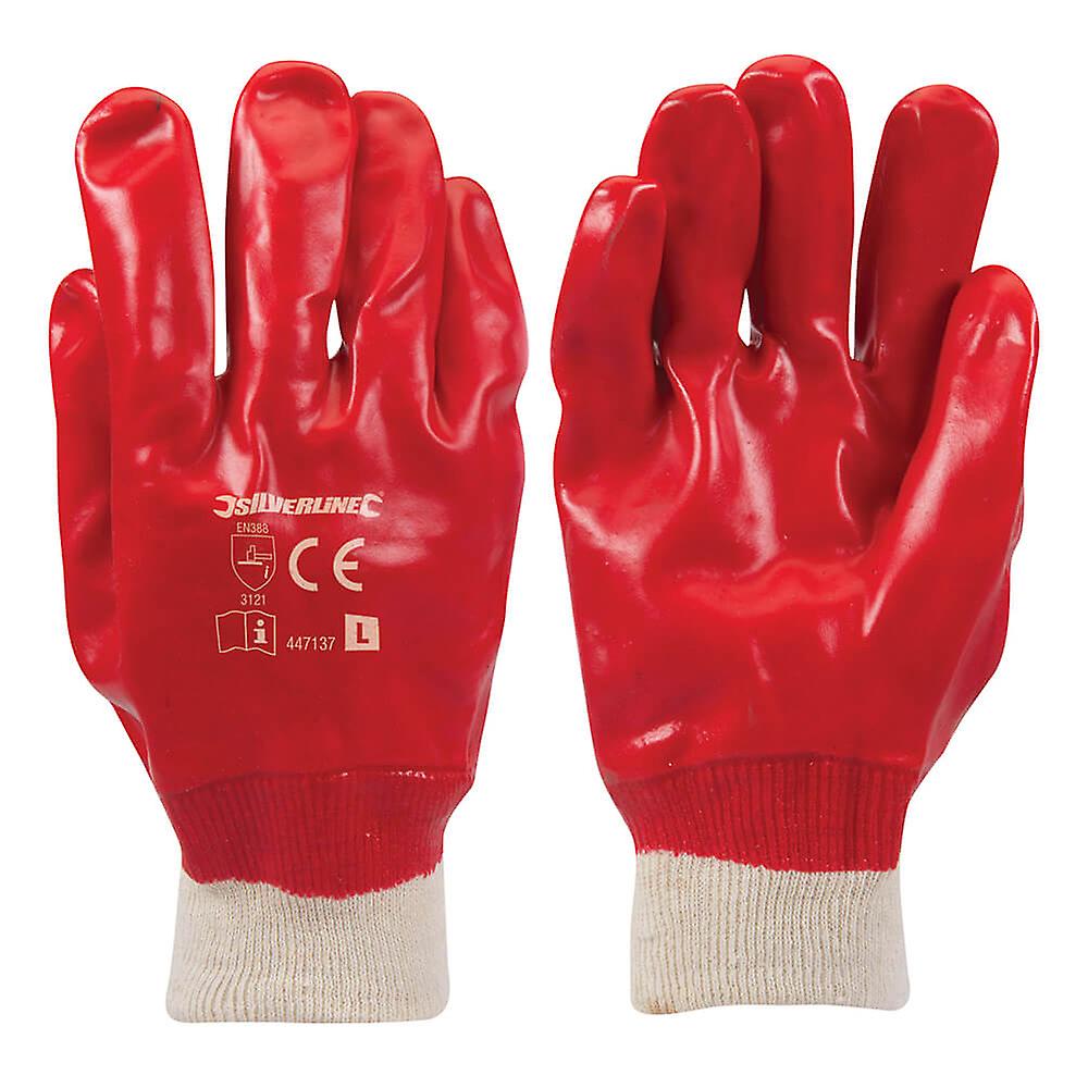 Silverline red oil-repellent pvc gloves