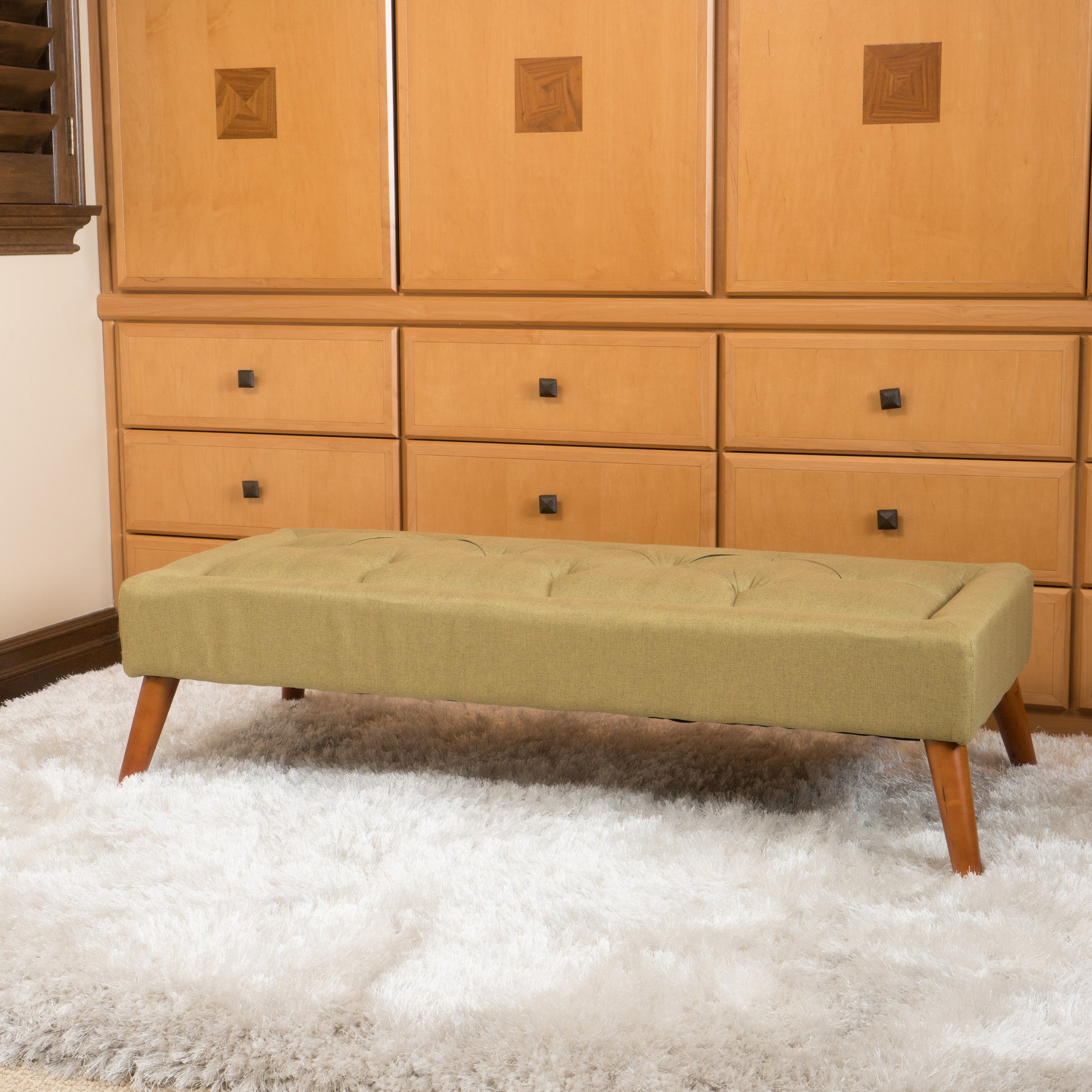 Pyram Mid Century Modern Ottoman Bench