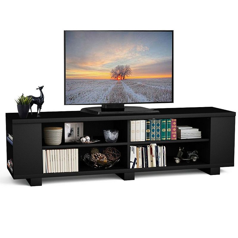 Modern Entertainment Center In Black Wood Finish - Holds Up To 60-inch Tv