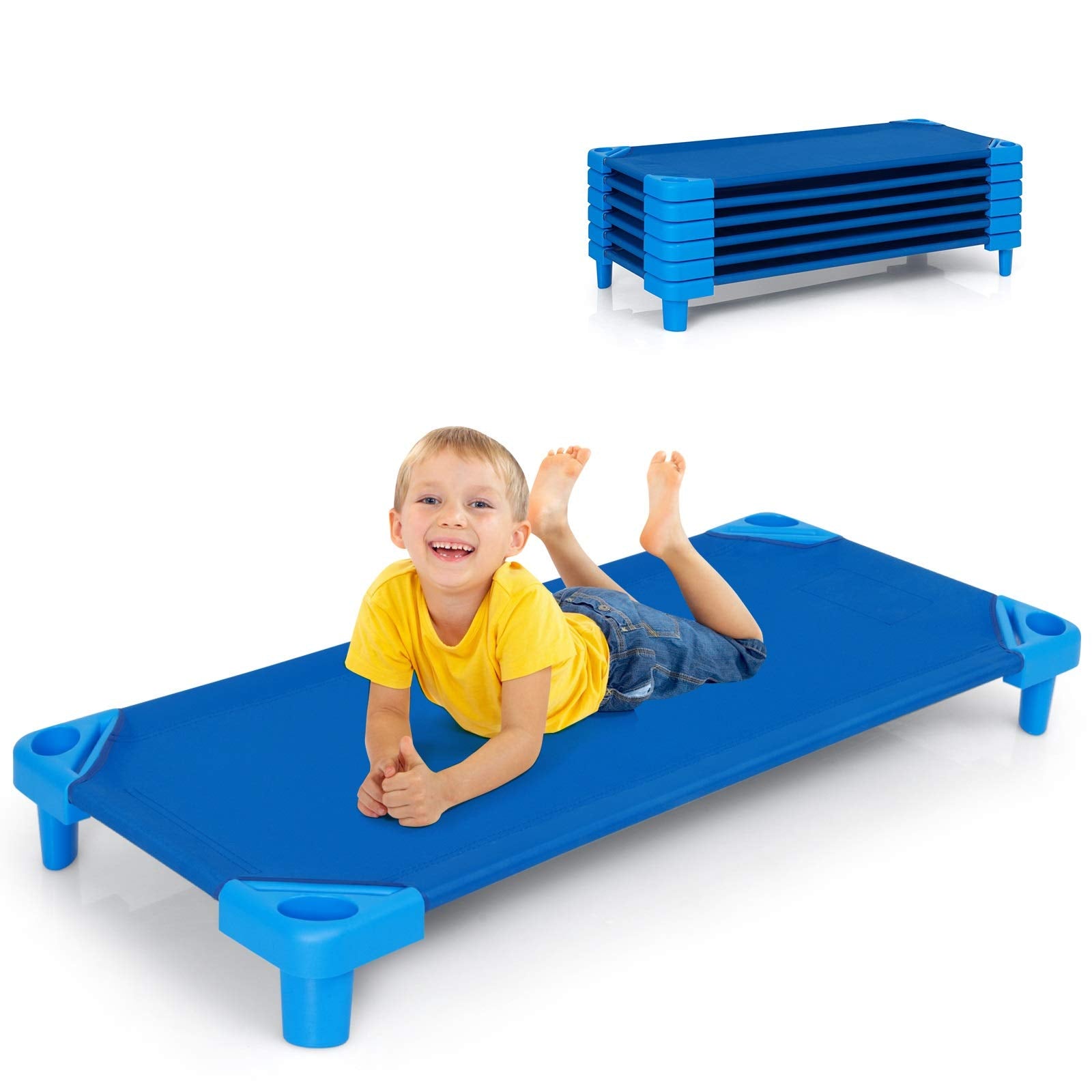 Costzon Stackable Naptime Cots for Kids, Children Daycare Sleeping Mats w/Easy Lift Corner Detachable Cloth