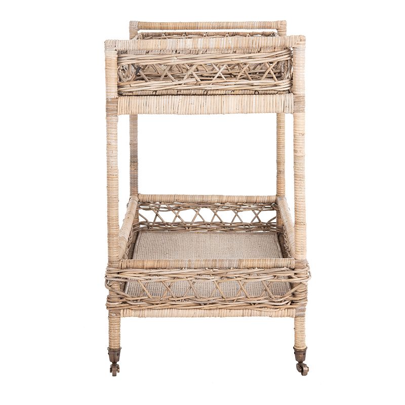 Safavieh Ambrose 2-Tier Rattan Bar Cart