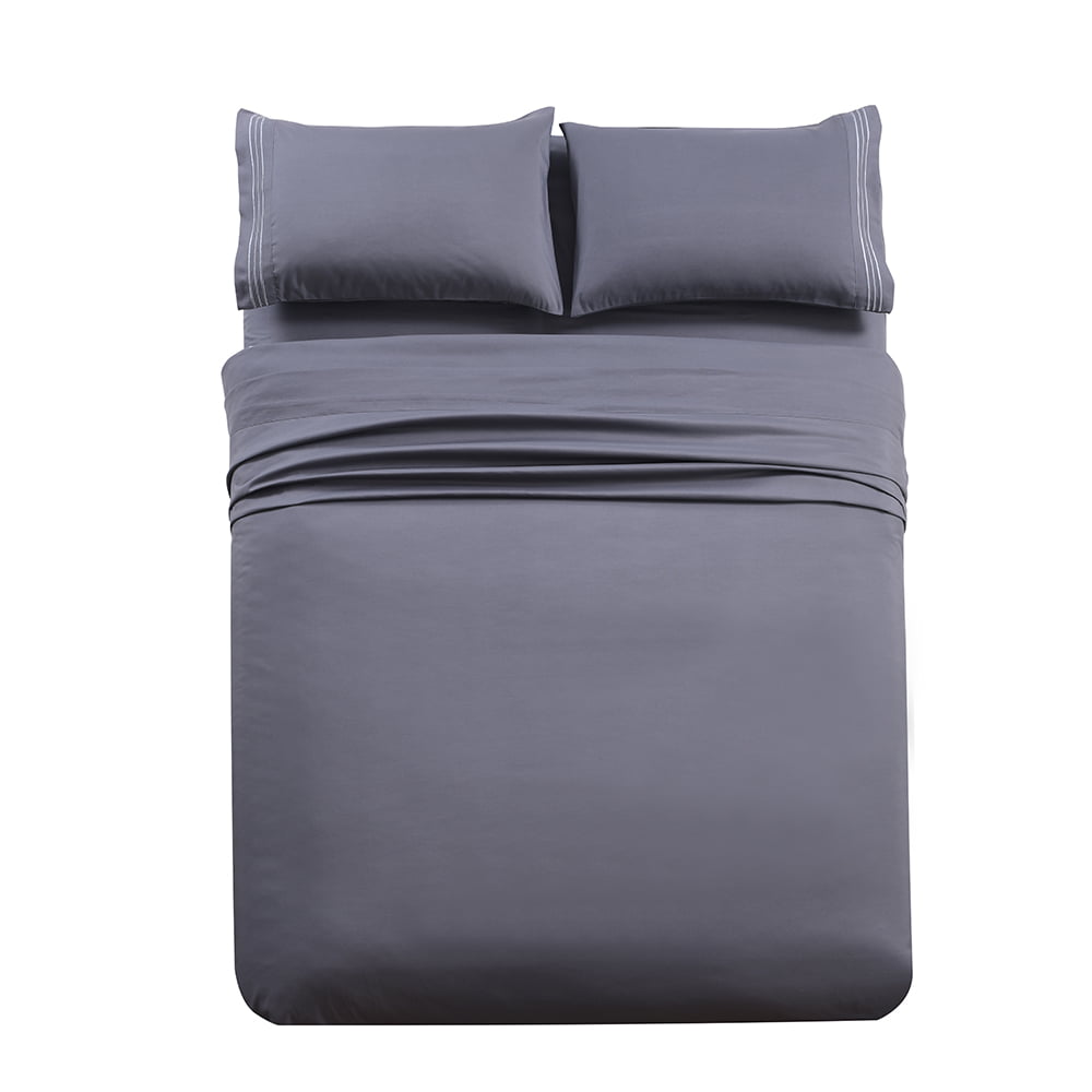 JML 4 Piece Bed Sheet Set Queen， Dark Grey， Soft Microfiber Bed Sheet， Wrinkle， Fade Resistant