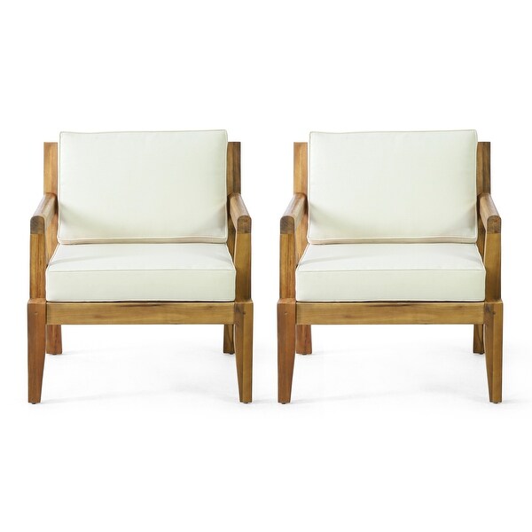 Rossville Outdoor Cushioned Acacia Club Chairs by Christopher Knight Home