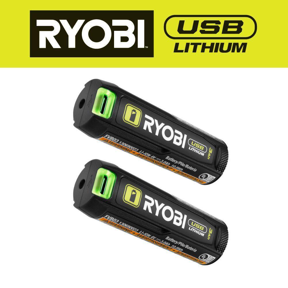 RYOBI USB Lithium 3.0 Ah Lithium-ion Rechargeable Battery (2-Pack) FVB203