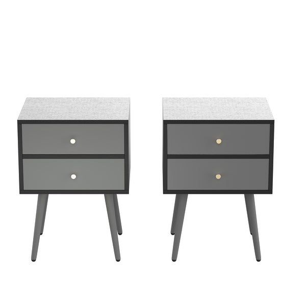 Set of 2 Modern Bedside Tables， Nightstand with Storage Drawer Chic Sofa Table for Bedroom Living Room Office