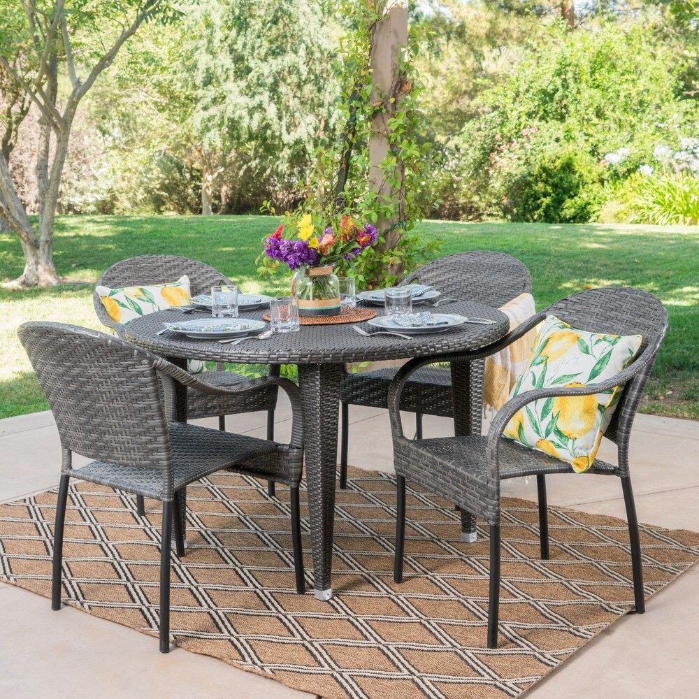 Belvedere Outdoor 5 piece Round Dining Set by Christopher Knight Home