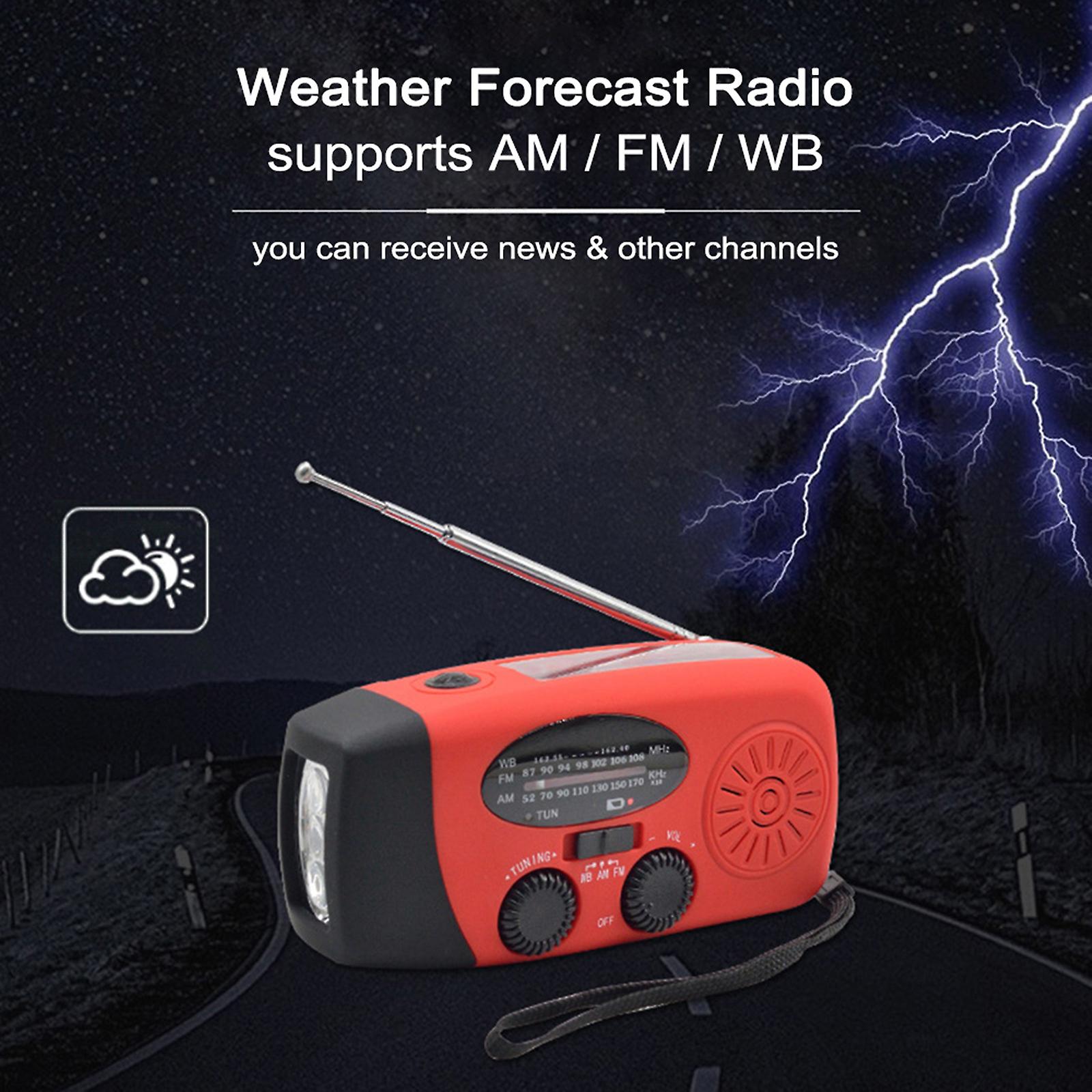 Portable Radio With Am/fm Flashlight Reading Lamp Noaa Weather Mobile Power Source For Emergency Solar Powered Crank Handheld Radio