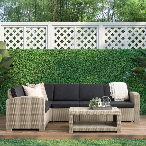 CorLiving Lake Front Rattan Patio Sectional Set，6pc