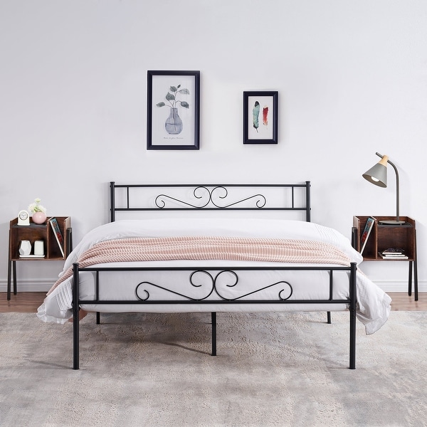 Tamika 3-pieces Metal Bed Frame Modern Storage Nightstands Set - - 35568844