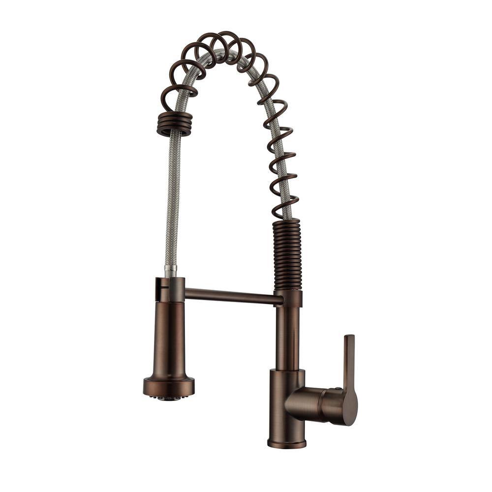 Barclay Products Niall Single Handle Deck Mount Spring Gooseneck Pull Down Spray Kitchen Faucet with Lever Handle 2 in Oil Rubbed Bronze KFS416-L2-ORB