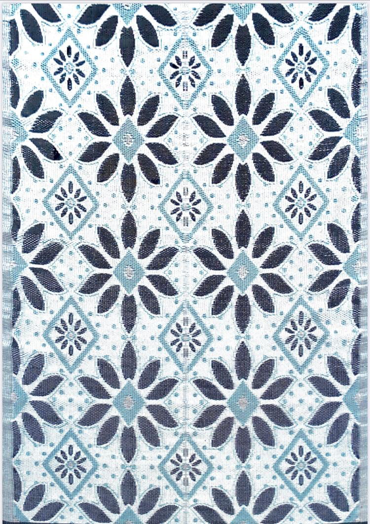 BalajeesUSA Outdoor Rug – 6x9, Sky Blue, Grey, Reversible Recycled Plastic Straw Outdoor Patio Rugs