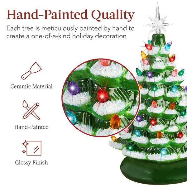 PreLit Ceramic Tabletop Christmas Tree with Lights