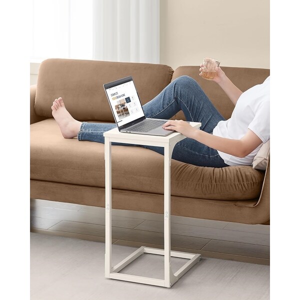 CShaped End Table，Small Side Table with Metal Frame for Living Room，Bedroom