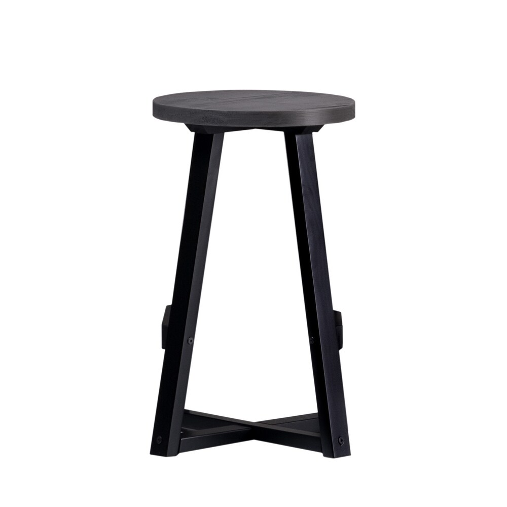 Middlebrook Round 24 inch Distressed Solid Wood Counter Stool