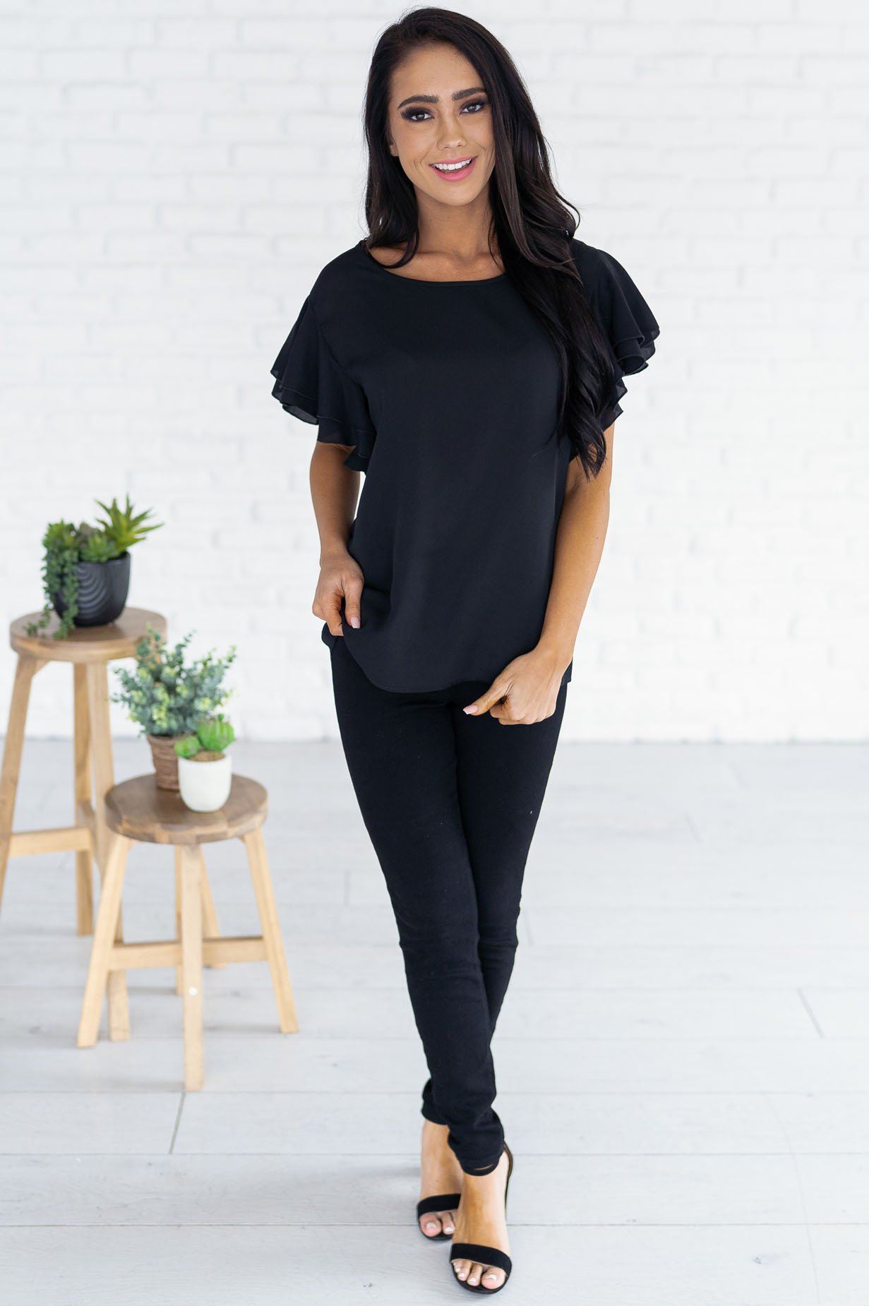 Class Act Modest Flutter Blouse