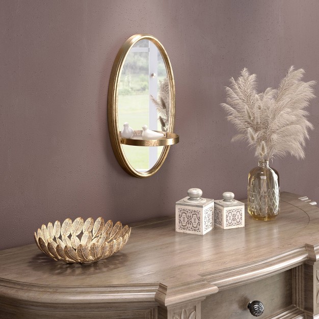 Luxe Oval Mirrored Shelf Gold