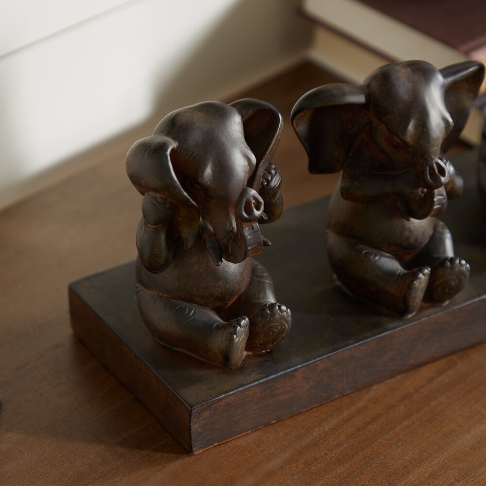 Brown Polystone Elephant Sculpture