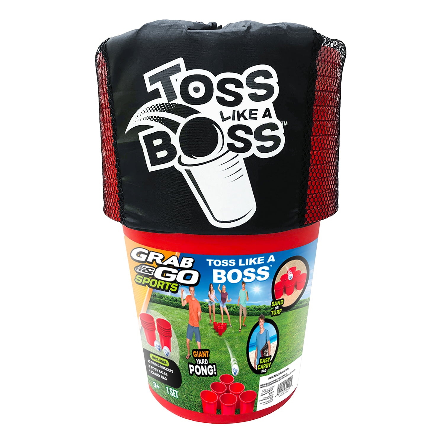 Banzai Toss Like A Boss Outdoor Giant Pong Lawn Game with Drawstring Bag