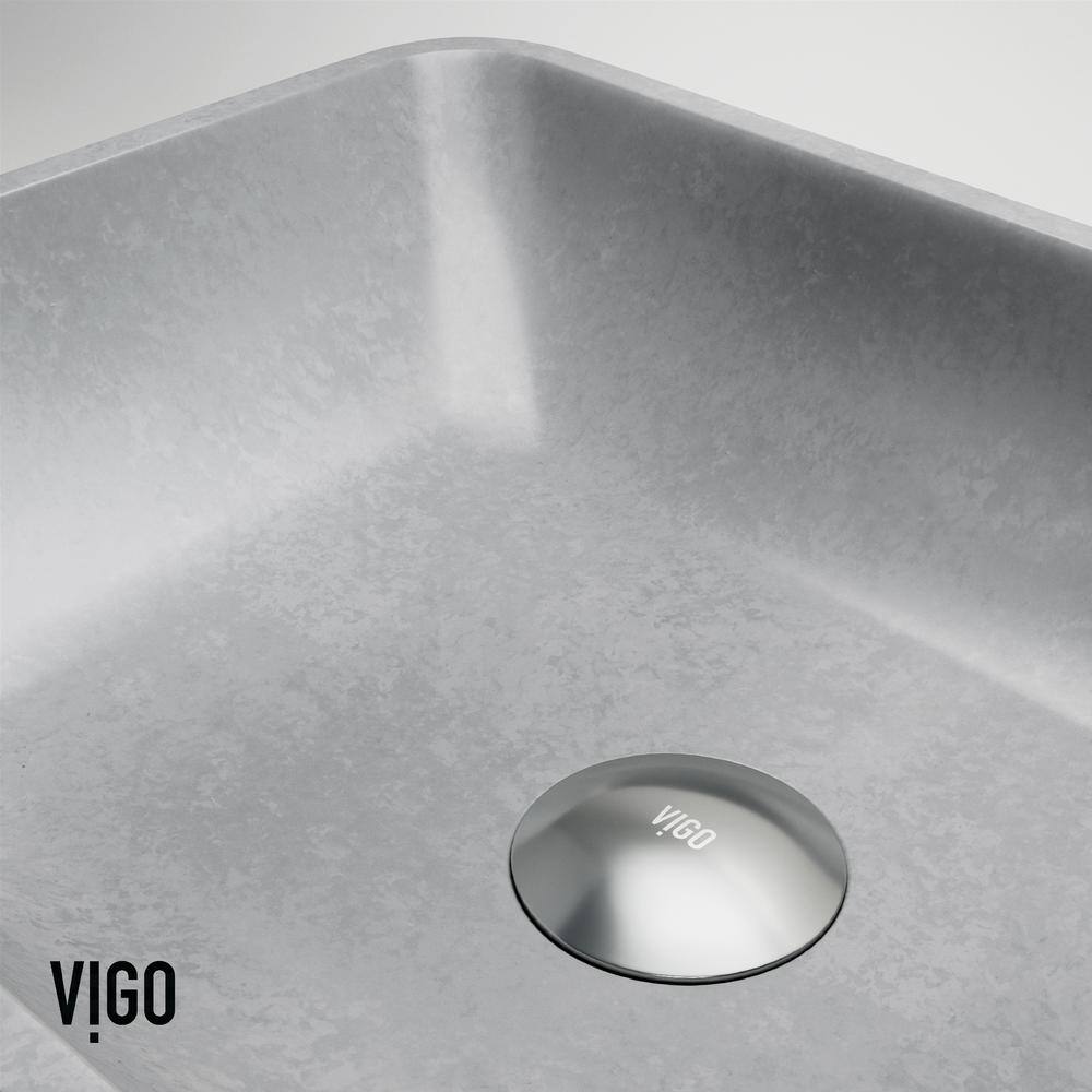 VIGO Duomo Gothic Gray Concreto Stone 18 in. L x 13 in. W x 4 in. H Rectangular Vessel Bathroom Sink VG04063