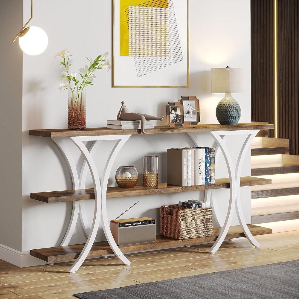 70.8 Inch Narrow Console Table Long Sofa Table for Living Room Entryway Hallway