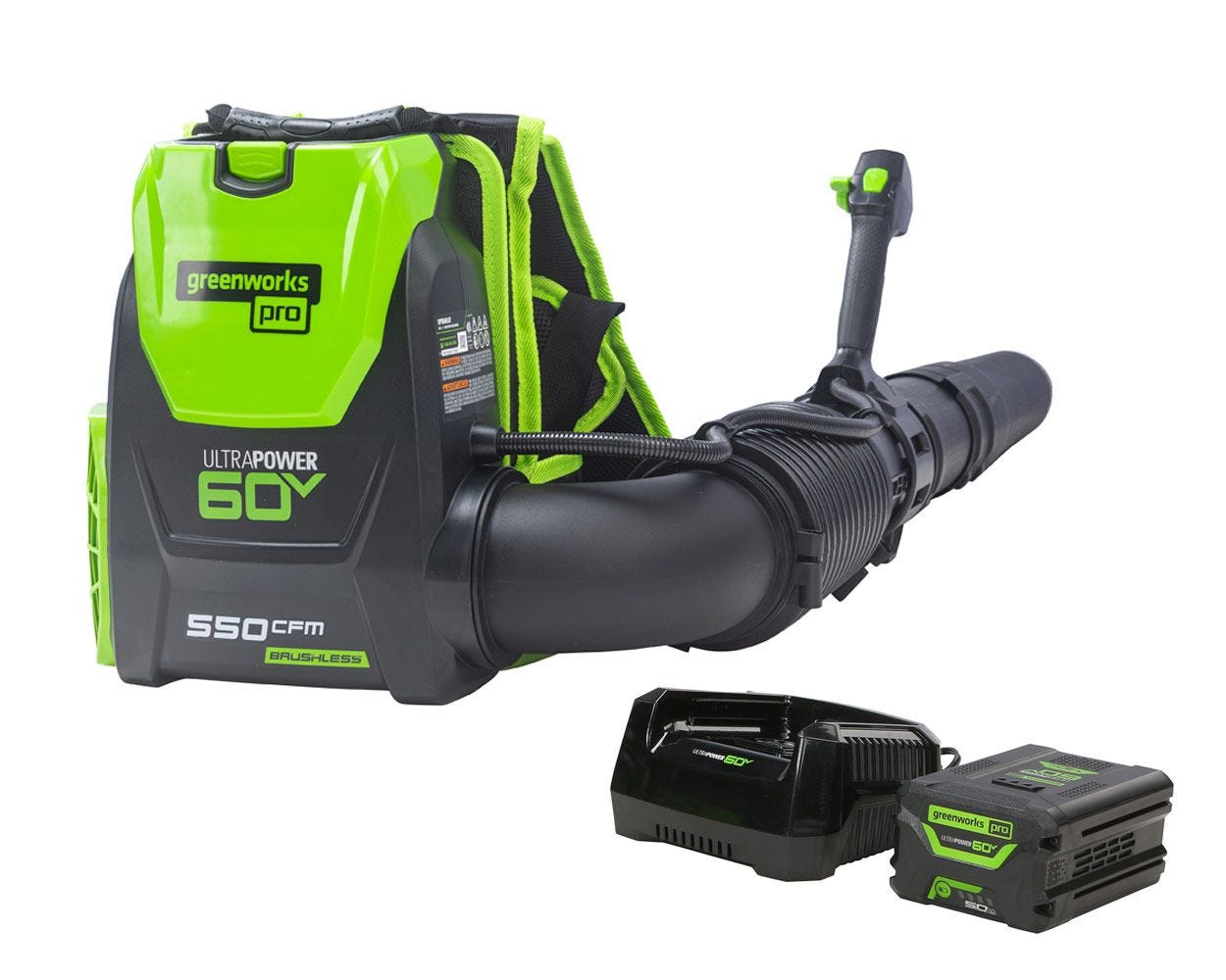 60V Backpack Blower 550 CFM  Battery | Greenworks Tools