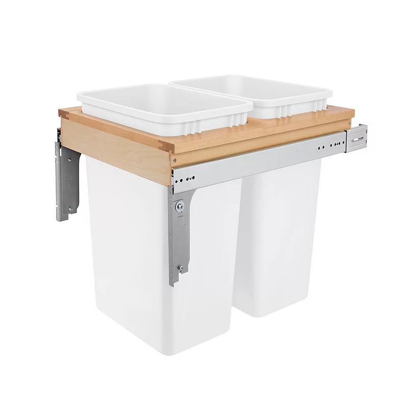 Rev-A-Shelf 4WCTM-2150DM-2 Double 50-Qt Top Mount Pullout Waste Container， White