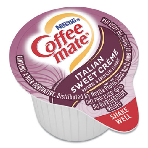 Coffee-mate Liquid Coffee Creamer， Italian Sweet Creme， 0.38 oz Mini Cups， 50/Box， 4 Boxes/Carton， 200 Total/Carton (84652CT)