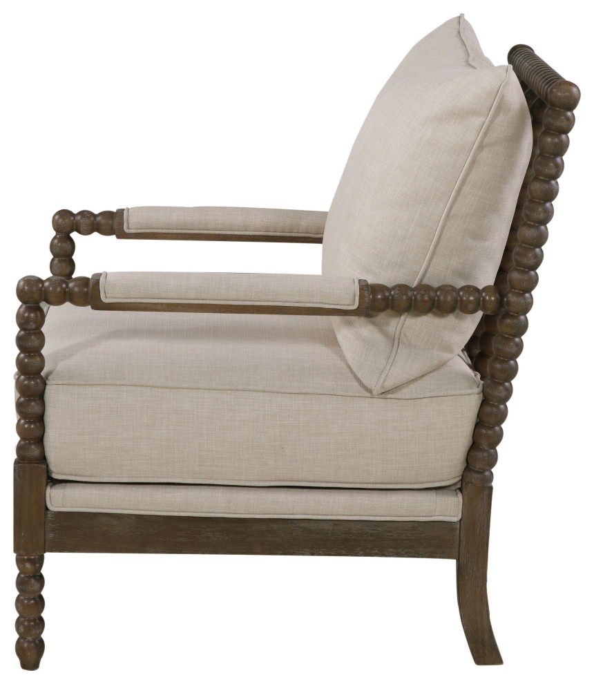 Blanchett Cushion Back Accent Chair Beige and Natural   Modern   Armchairs And Accent Chairs   by Modon  Houzz