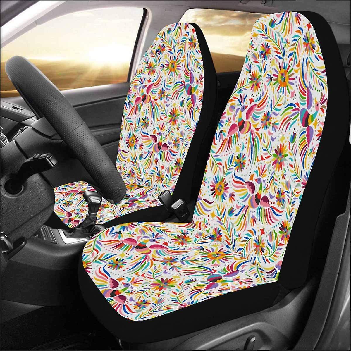 Set Of 2 Car Seat Covers Colorful Peacock Universal Auto Front Seats Protector Fits For Car，suv Sedan，truck