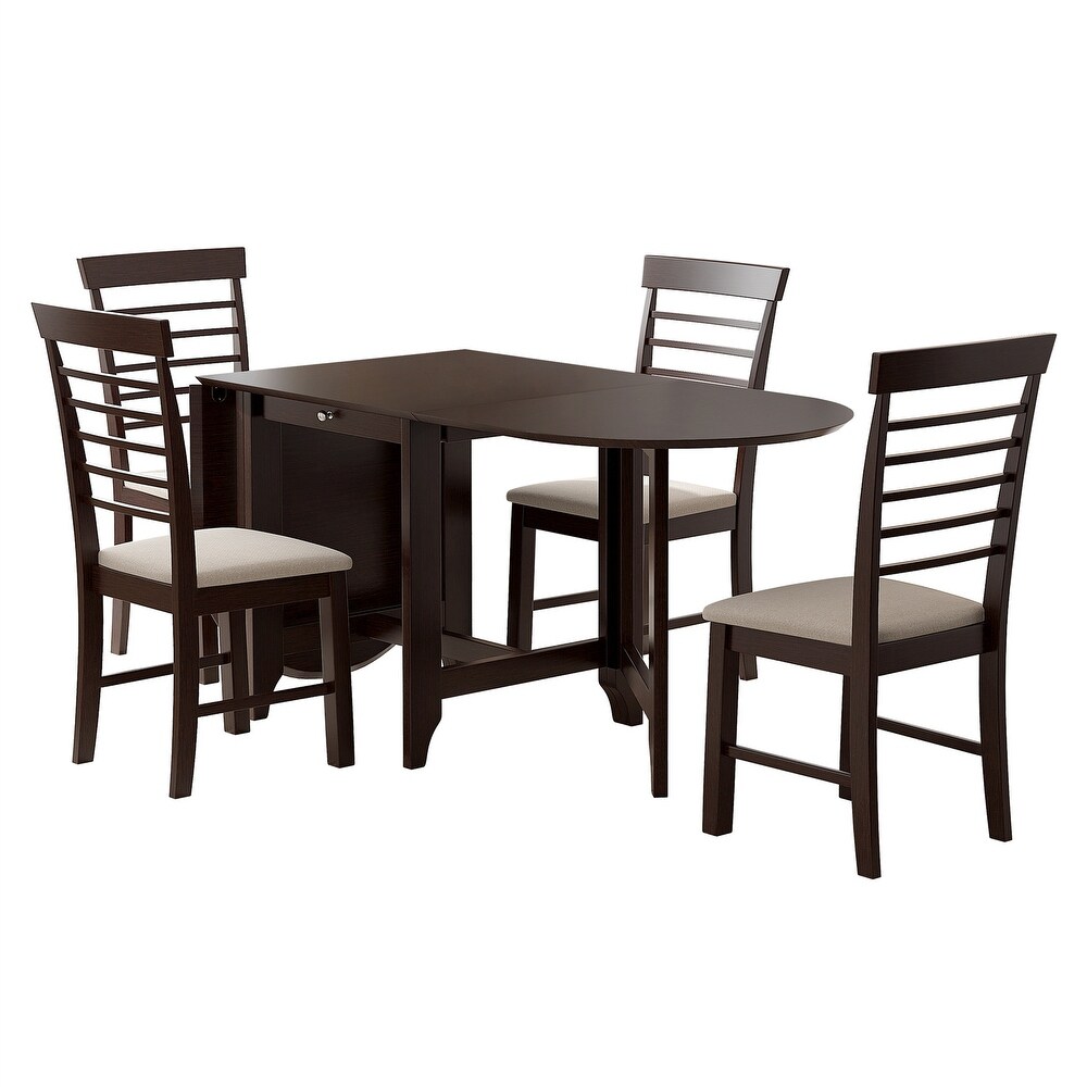 5PC Retro Dining Set Drop Leaf Table and 4 Upholstered Chairs