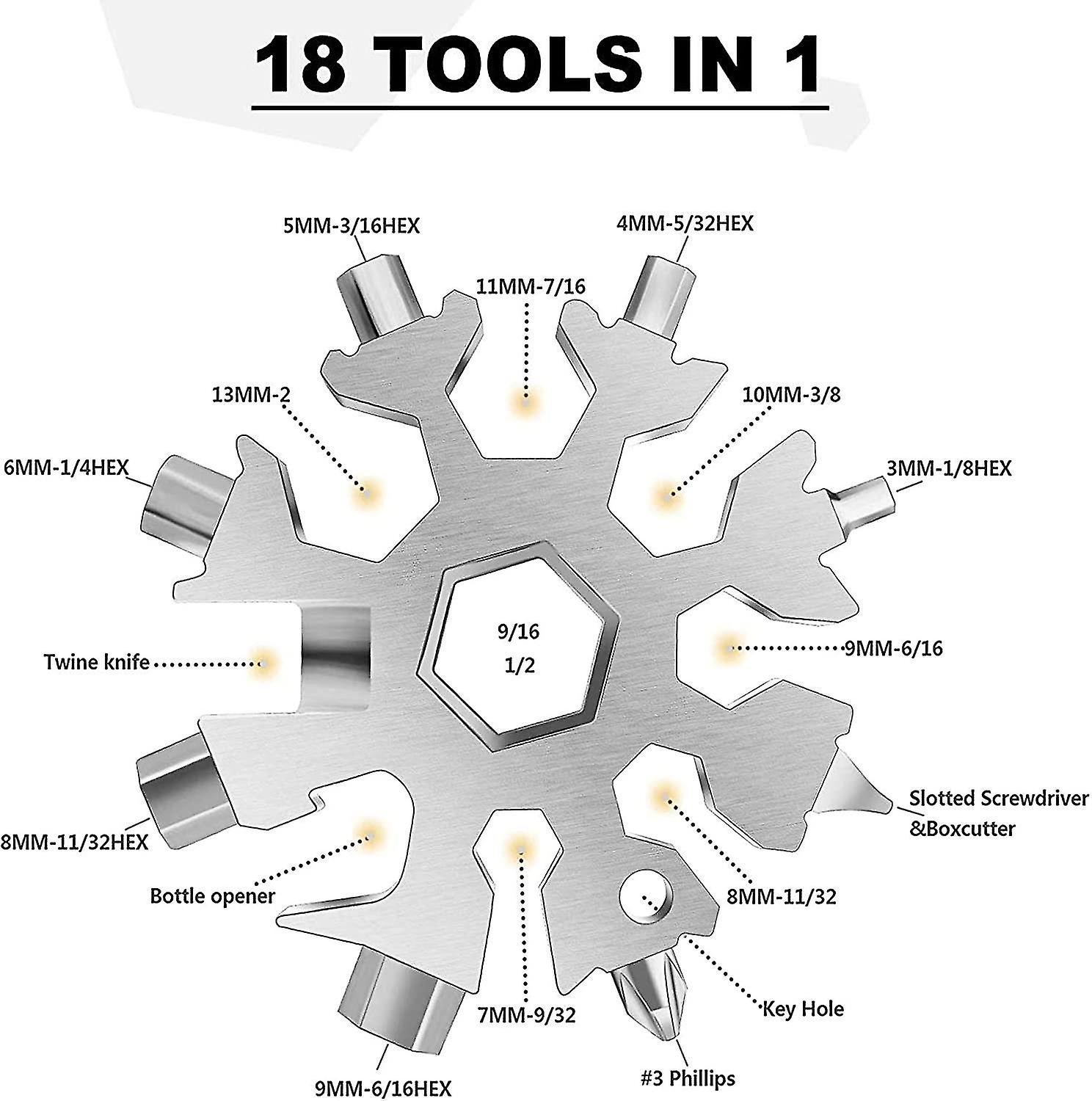 Snowflake Tool 18-in-1 Stainless Steel Multi-tool(silver)