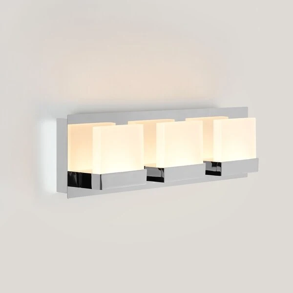 2-Light Dimmable Modern Led Chrome Bathroom Vanity Light, 3000K Warm White, 4000K Neutral White, 5000K Day Light