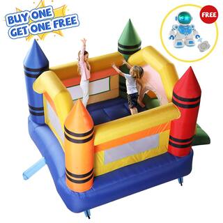 Nyeekoy 12.1 ft. x 9.2 ft. Inflatable Bounce House Kid Jump Castle Bouncer with Slide and Mesh Wall without Air Blower TH17G0161