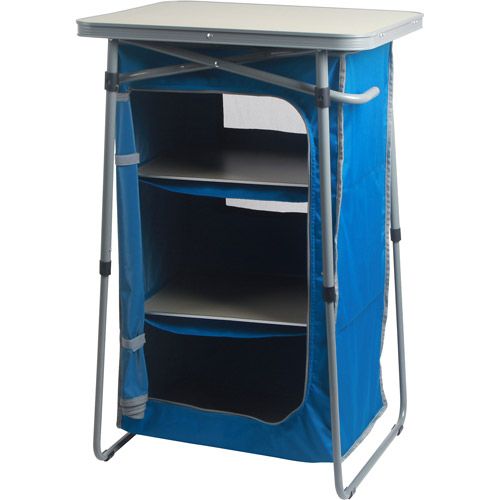 Ozark Trail 3Shelf Collapsible Cabinet with Table Top Blue 23  L x 19  W  Crowdfused