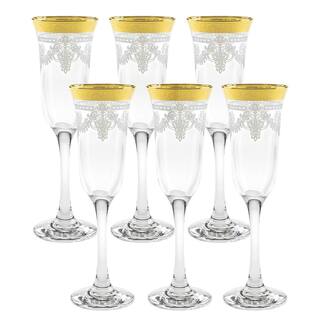 Lorren Home Trends Flutes Stencil Pattern and Gold Band (Set of 6) 9451